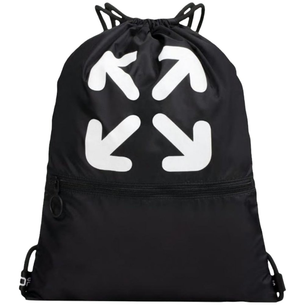 [AUTHENTIC] Off-White Virgil Abloh Black Printed Arrows Logo Nylon Backpack